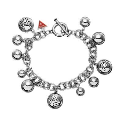 Rhodium plated bauble charm chain bracelet ubb80812